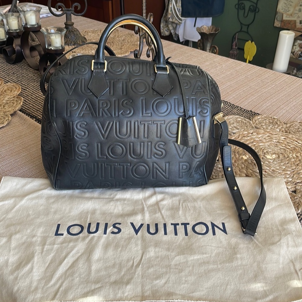 Black Leather Satchel/Duffle with shoulder Strap